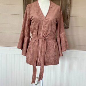 Kut From The Cloth Pastel Pink Faux Suede Wrap Jacket Sz S